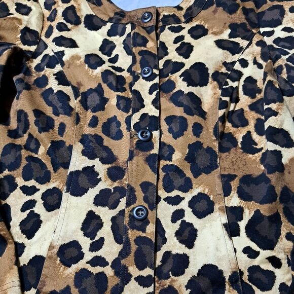 Medium Sz 1 Additions Chicos Cheetah Leopard Long Sleeve Button Blazer Jacket - Picture 2 of 6